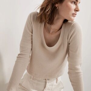 Madewell Cream Waffle Crop Blouse